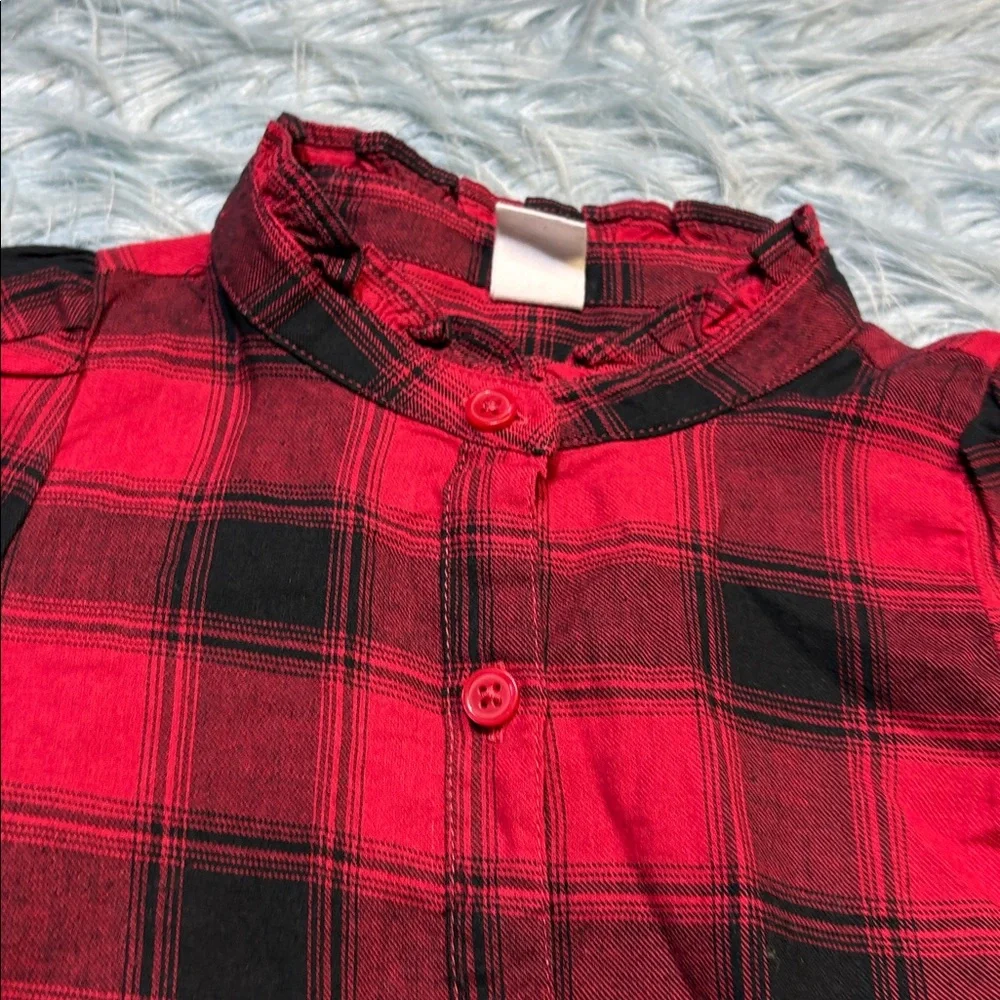 Baby GAP Red and Black Plaid Long-Sleeve Girl's Dress sz 3 years